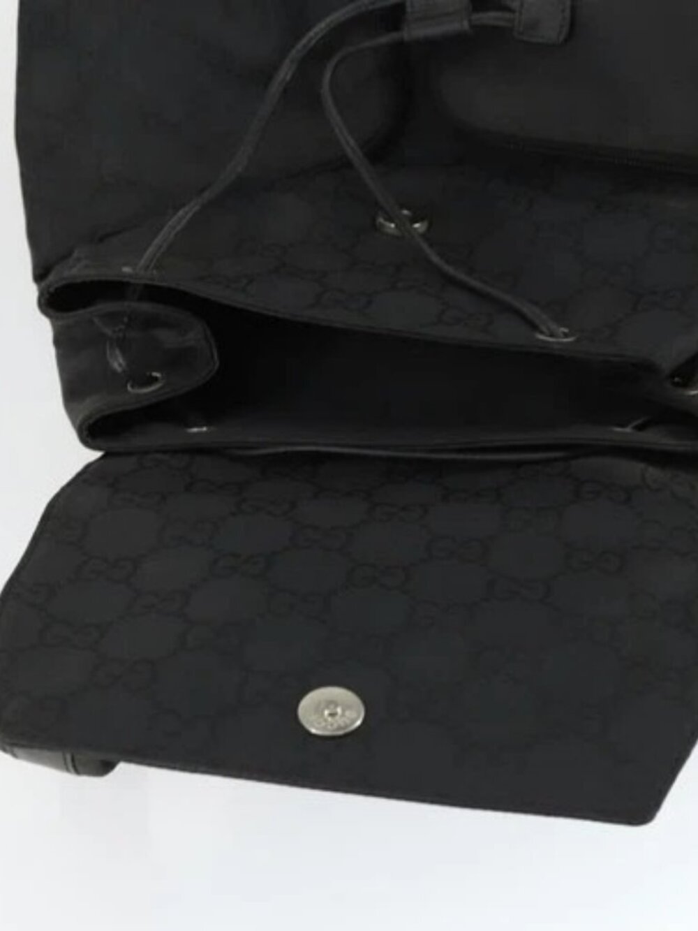 Share GUCCI GG Canvas Backpack Nylon Black Silver 003 - Picture 11 of 16